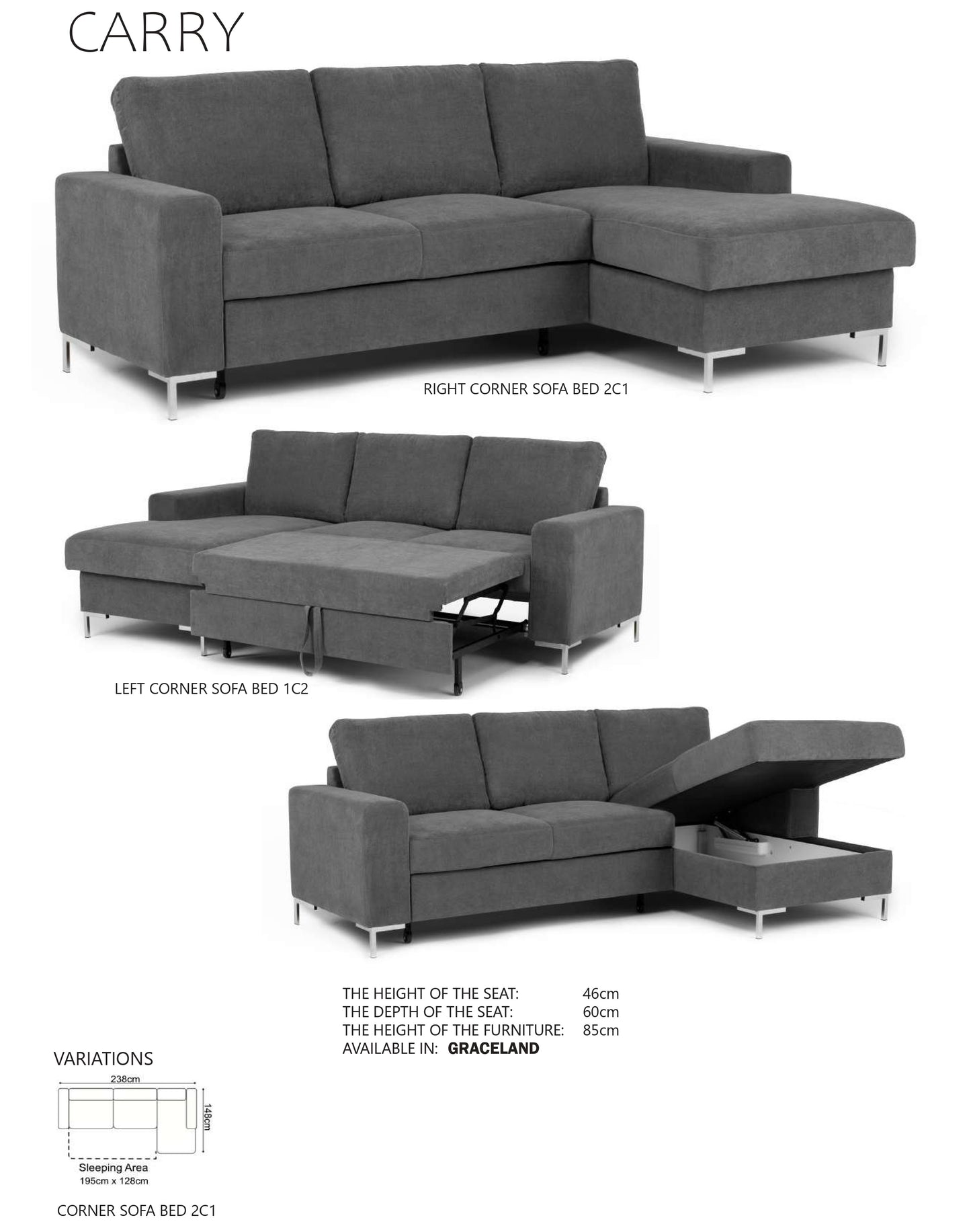 Carry Corner Sofa Bed