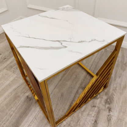 Azure Gold Lamp Table with Polar Sintered Top