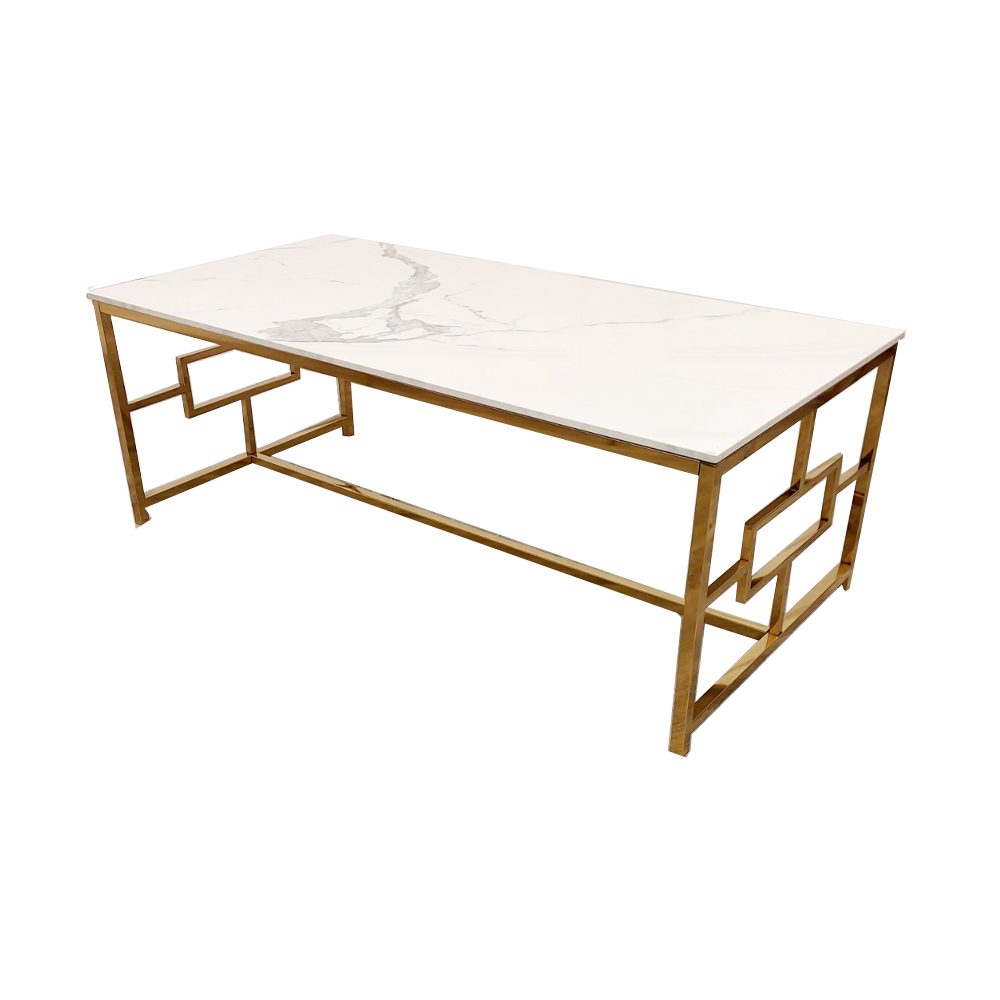 Geo Gold Coffee Table with White Polar Sintered Top
