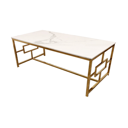 Geo Gold Coffee Table with White Polar Sintered Top