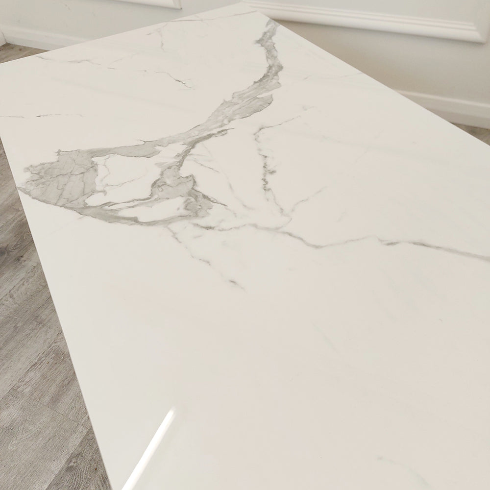 Geo Gold Coffee Table with White Polar Sintered Top