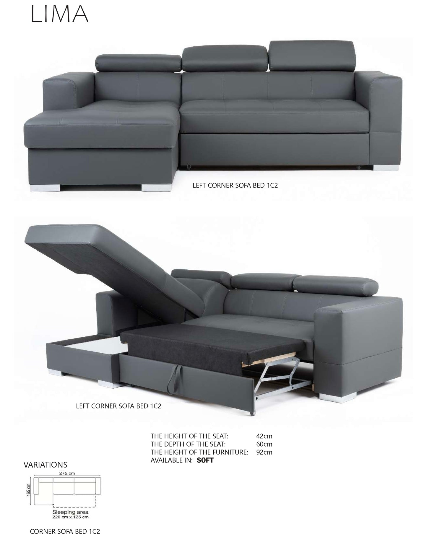 Lima Corner Sofa Bed